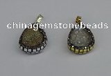 CGP3391 18*25mm flat teardrop plated druzy agate pendants