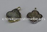 CGP3392 28*28mm - 30*30mm flower plated druzy agate pendants