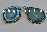 CGP3397 45*50mm - 45*60mm freeform druzy agate pendants