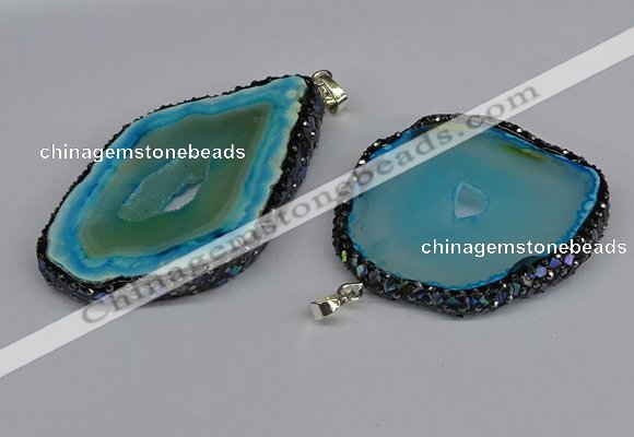 CGP3398 45*50mm - 45*60mm freeform druzy agate pendants