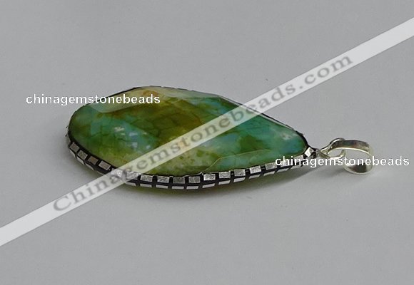 CGP3400 30*40mm - 30*45mm faceted flat teardrop agate pendants