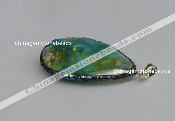 CGP3402 30*40mm - 30*45mm faceted flat teardrop agate pendants