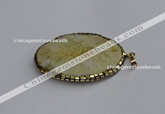 CGP3406 35*50mm faceted oval agate pendants wholesale