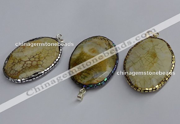 CGP3408 35*50mm faceted oval agate pendants wholesale