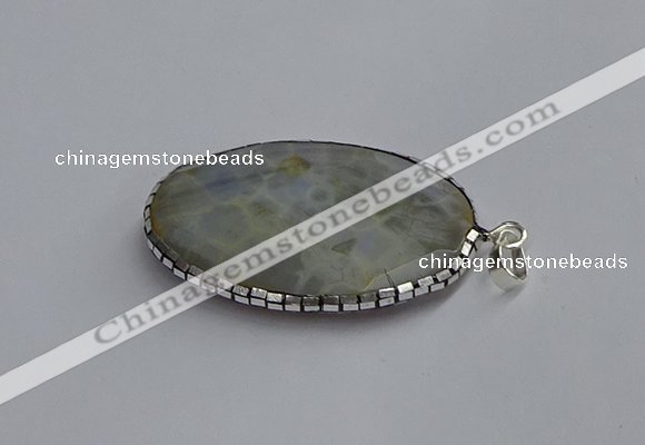 CGP3410 35*50mm faceted oval agate pendants wholesale