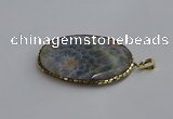 CGP3411 35*50mm faceted oval agate pendants wholesale