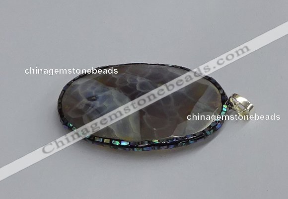 CGP3412 35*50mm faceted oval agate pendants wholesale