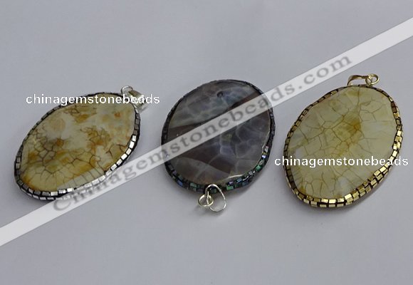 CGP3414 35*50mm faceted oval agate pendants wholesale