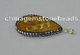 CGP3416 30*50mm - 35*55mm flat teardrop fossil coral pendants