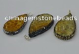 CGP3419 30*50mm - 35*55mm flat teardrop fossil coral pendants