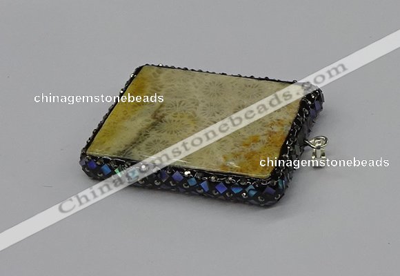 CGP3422 35*60mm - 40*50mm rectangle fossil coral pendants