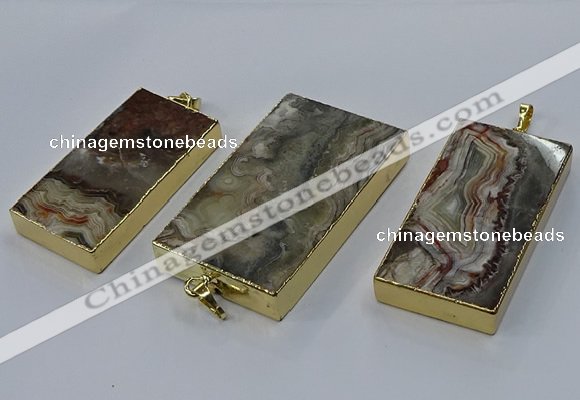 CGP3427 25*45mm - 30*55mm rectangle crazy lace agate pendants