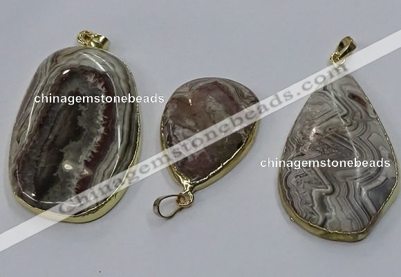 CGP3428 25*40mm - 35*55mm freeform crazy lace agate pendants