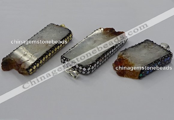 CGP3433 30*45mm - 28*60mm freeform druzy citrine pendants