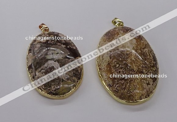 CGP3442 35*50mm - 40*55mm oval ocean agate pendants