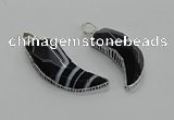 CGP3458 16*30mm - 18*40mm horn black agate pendants