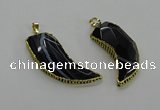 CGP3459 16*30mm - 18*40mm horn black agate pendants