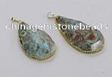 CGP3468 30*40mm - 35*50mm faceted flat teardrop ocean agate pendants