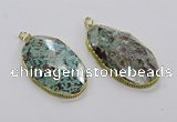 CGP3469 30*50mm - 35*55mm faceted oval ocean agate pendants