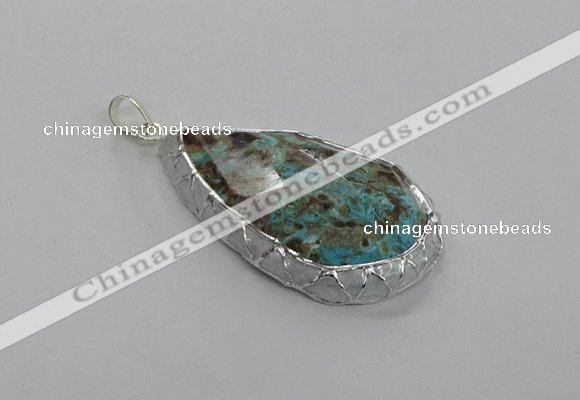 CGP3474 30*40mm - 35*50mm faceted flat teardrop ocean agate pendants