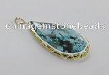 CGP3475 30*50mm - 35*55mm faceted flat teardrop ocean agate pendants