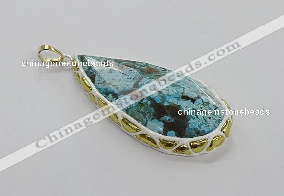 CGP3475 30*50mm - 35*55mm faceted flat teardrop ocean agate pendants