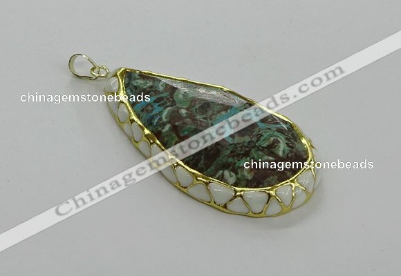 CGP3476 30*50mm - 35*55mm faceted flat teardrop ocean agate pendants