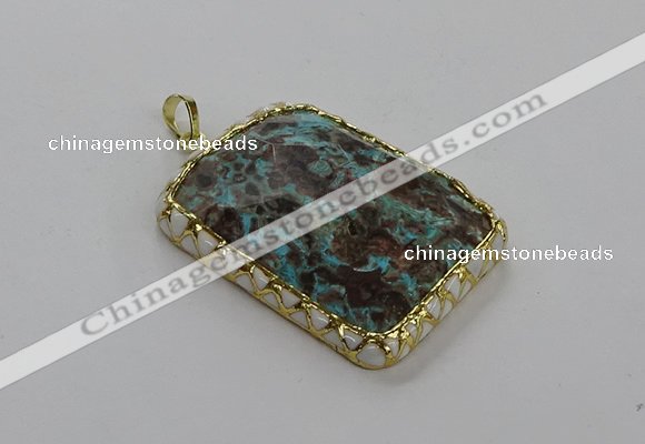 CGP3479 34*45mm - 35*55mm faceted rectangle ocean agate pendants