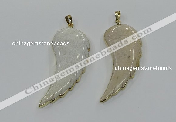 CGP3491 22*45mm - 25*50mm wing-shaped fossil coral pendants