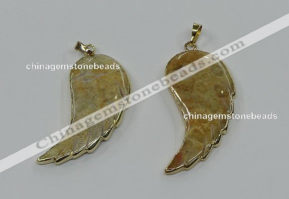 CGP3492 22*45mm - 25*50mm wing-shaped fossil coral pendants