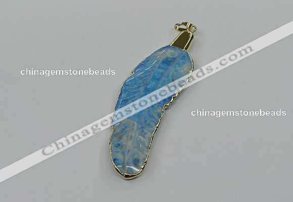 CGP3504 22*60mm - 25*65mm feather fossil coral pendants