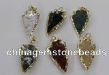 CGP3508 20*30mm - 22*40mm arrowhead mixed gemstone pendants