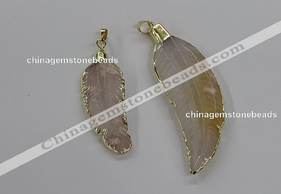 CGP3513 20*45mm - 25*65mm wing-shaped agate pendants