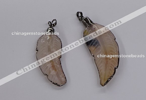 CGP3514 20*45mm - 25*65mm wing-shaped agate pendants