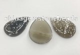 CGP3519 35*50mm - 40*55mm flat teardrop sakura agate slab pendants