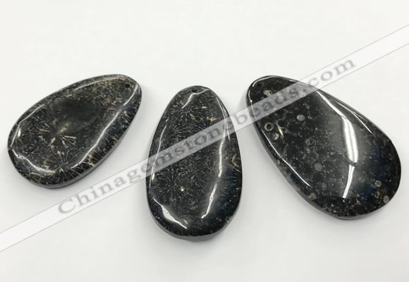 CGP3552 30*50mm - 38*60mm flat teardrop chrysanthemum agate slab pendants