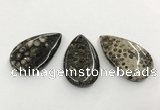 CGP3553 28*48mm - 30*50mm flat teardrop chrysanthemum agate slab pendants