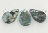 CGP3560 30*50mm - 35*55mm flat teardrop ocean agate slab pendants