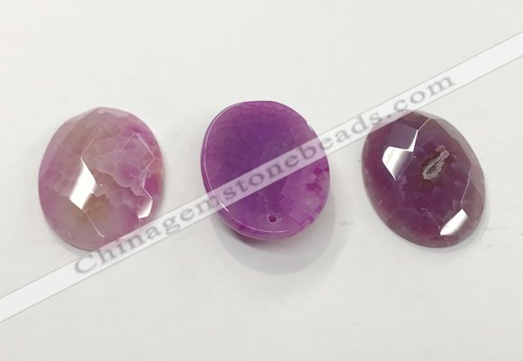 CGP3582 32*45mm faceted oval agate pendants wholesale