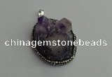 CGP365 30*40mm - 35*45mm freeform crystal glass & amethyst pendants