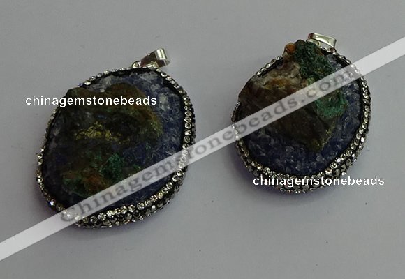 CGP367 30*40mm - 35*45mm freeform crystal glass & gemstone pendants