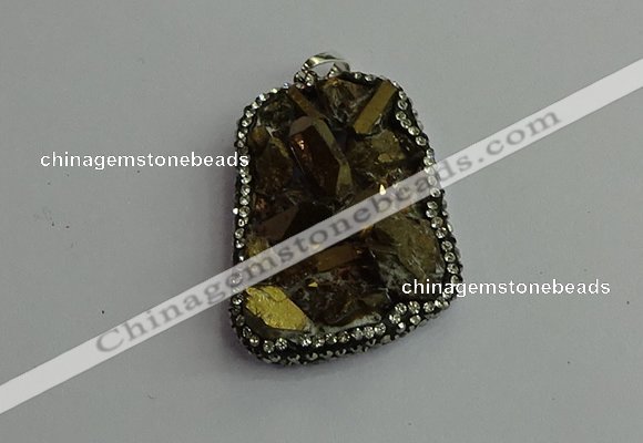 CGP376 30*40mm - 35*45mm freeform plated white crystal pendants