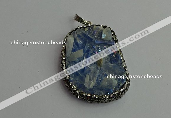 CGP378 30*40mm - 35*45mm freeform plated white crystal pendants