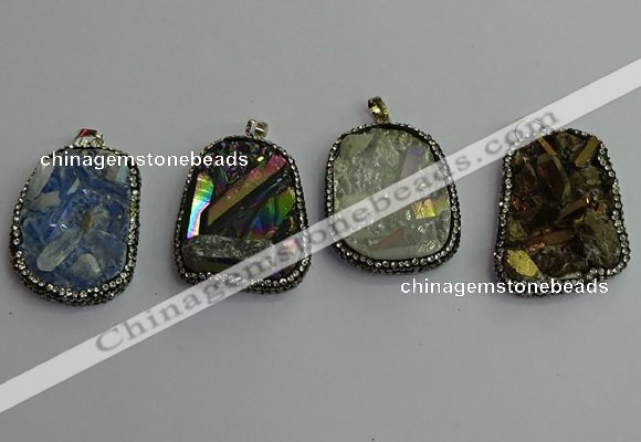 CGP380 30*40mm - 35*45mm freeform plated white crystal pendants