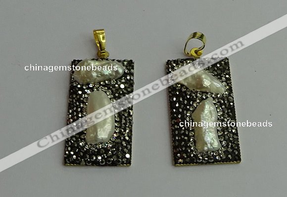 CGP383 20*40mm rectangle pearl pendants wholesale