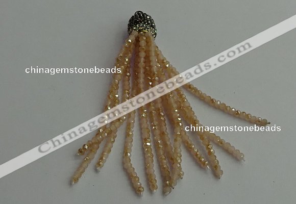 CGP420 2*3mm faceted rondelle handmade chinese crystal tassel pendants