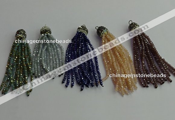 CGP430 2*3mm faceted rondelle handmade chinese crystal tassel pendants