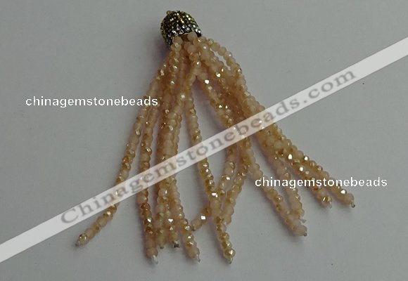 CGP435 2*3mm faceted rondelle handmade chinese crystal tassel pendants