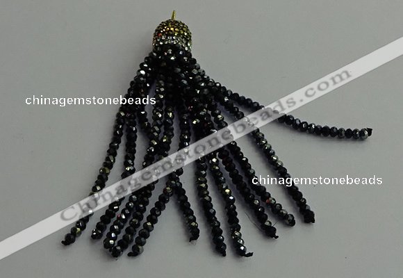 CGP448 2*3mm faceted rondelle handmade chinese crystal tassel pendants