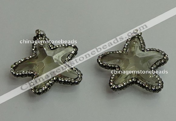 CGP506 35*35mm star crystal glass pendants wholesale